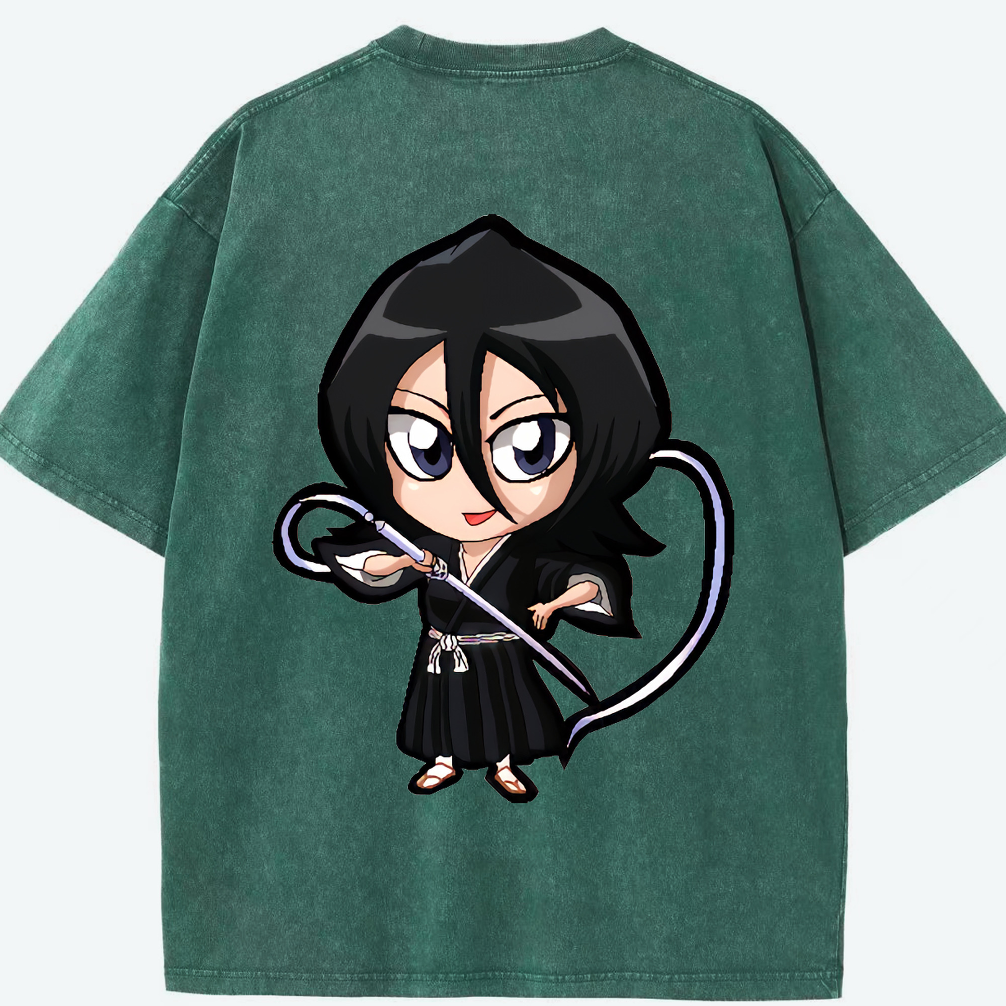 （画像用） ブリーチ 朽木ルキア BLEACH Kuchiki Rukia 綿100% ヴィンテージ風 半袖Tシャツ（背面プリント）